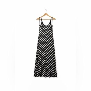 Ann Taylor Chevron Maxi Dress Black White Sleeveless Women’s Small Classic